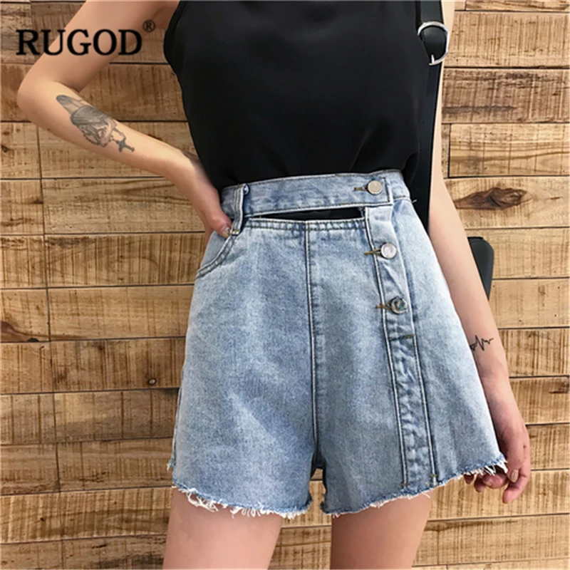 RUGOD 2018 Новый Повседневный консервативный стиль с высокой талией сплошной синий
