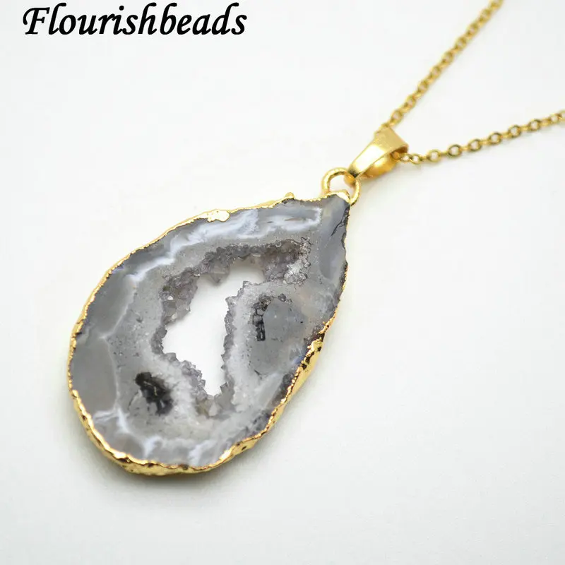 Natural Geode Drusy Agate Slice Stone Pendant Fashion Jewelry Supplies | Украшения и аксессуары