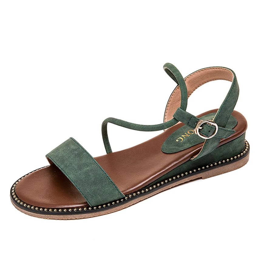 Новинка Модные женские босоножки на танкетке Цвет зеленый черный абрикосовый