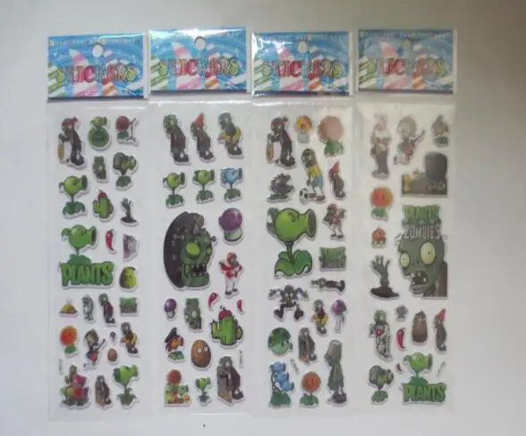 Микс 10 листов PVZ Растения против Зомби наклейка s 3D мультфильм Классическая фигурка игрушки для детей подарок для детей награда наклейка