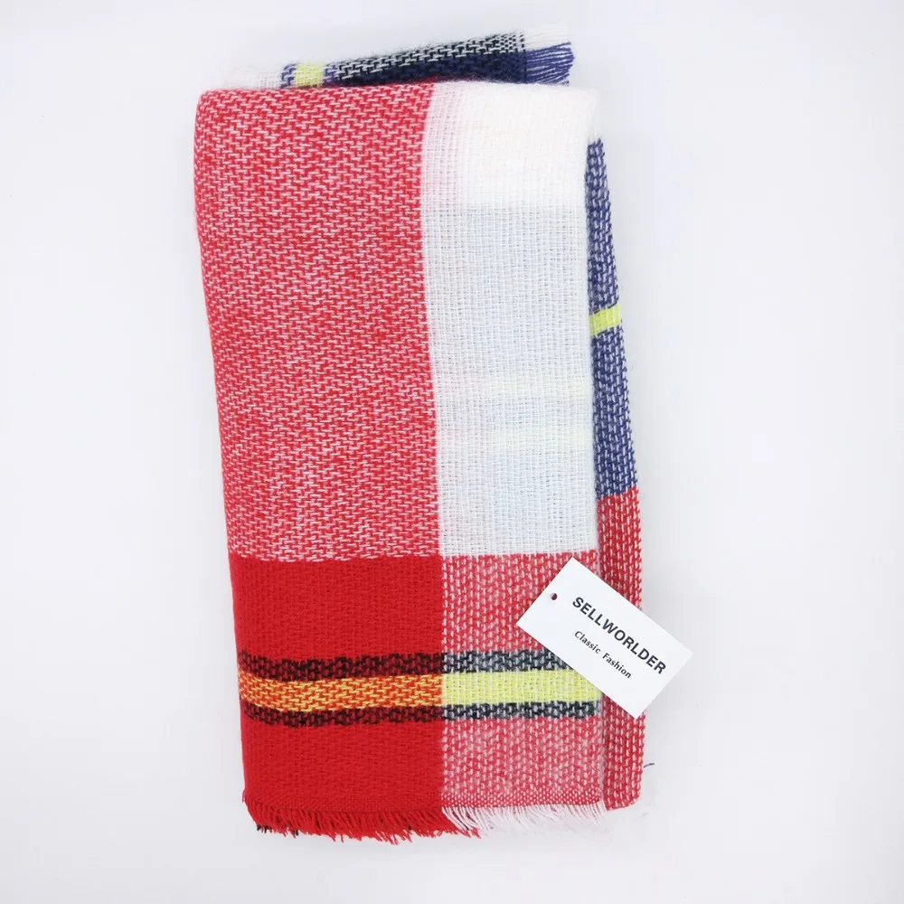 Женский зимний шарф в клетку SELLWORLD теплый длинный 16 стилей 2021|women winter scarf|brand fashion
