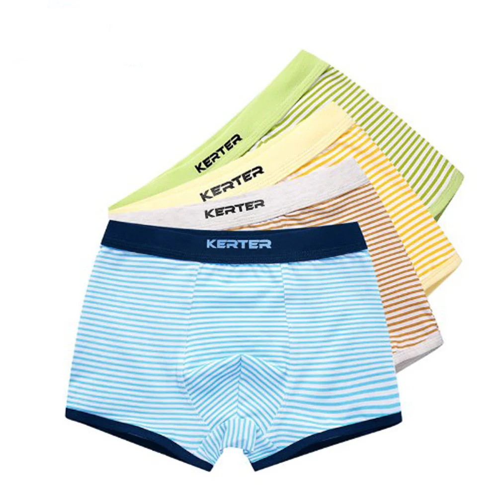 

4 Pcs/Lot New Boy's Underwear Striped Boxer Teenager Panties Cotton Baby Boy Briefs Soft Comfortable Underpants UD65