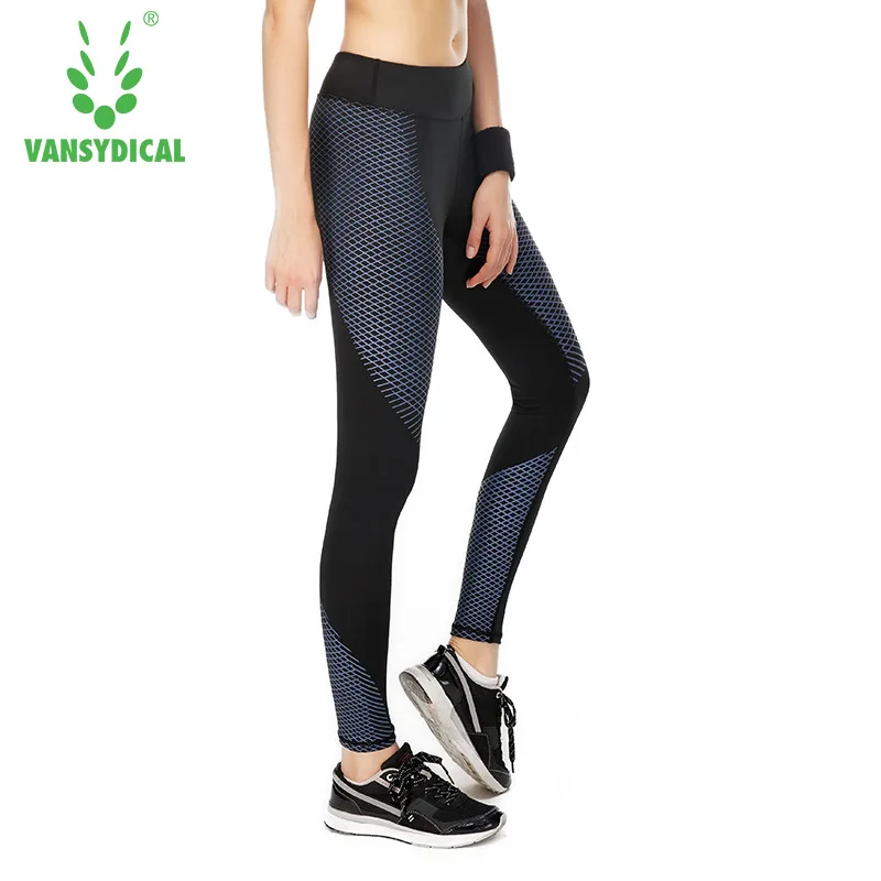 Vansydical Reflective Sports Leggings Women's Gym Yoga Pants Running Compression Tights Elastic Fitness Workout Jogging Trousers | Спорт и