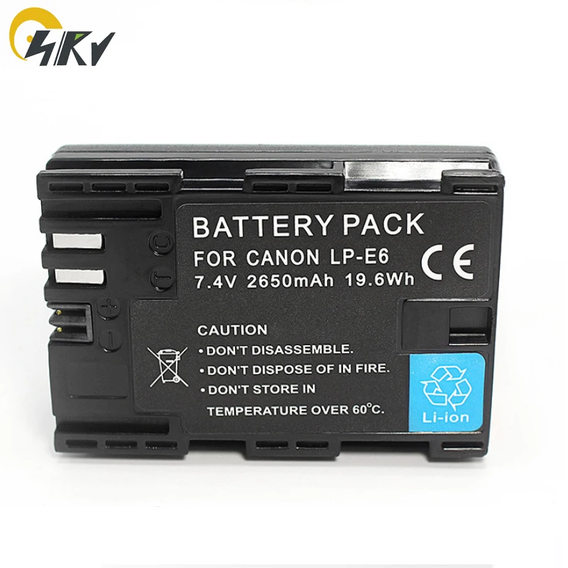 LP-E6 LP-E6N LPE6N LPE6 2650 мАч батарея для цифровой камеры Canon EOS 5D Mark II Mark III 6D 7D 60D 70D 80D DSLR EOS 5DS