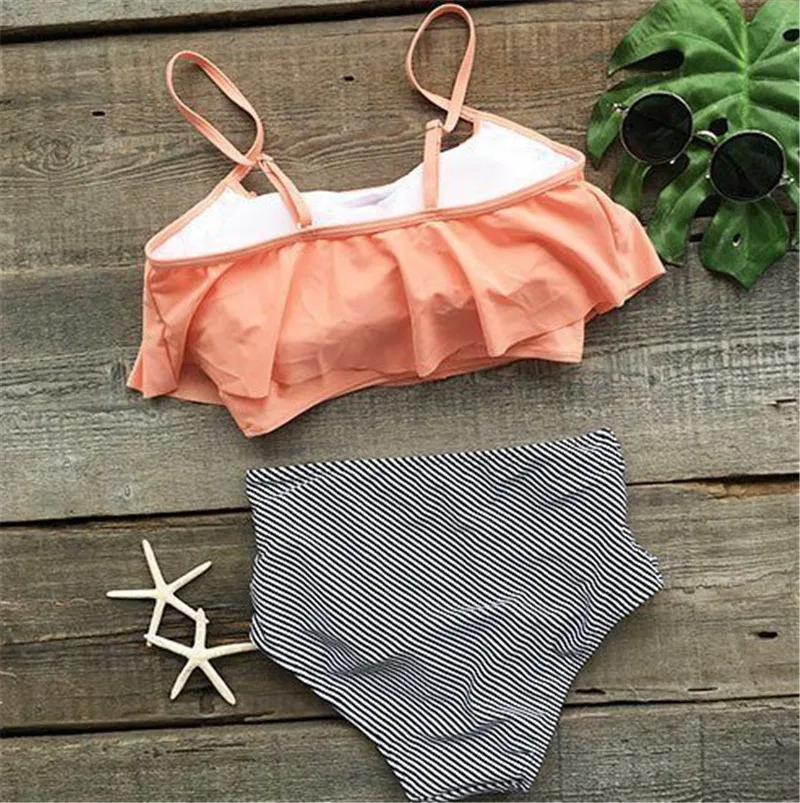 CEODOGG 2018 Bikinis Women Swimwear High Waist Swimsuit Halter Sexy Bikini Set Retro Bathing Suits Plus Size XXL CB128 |