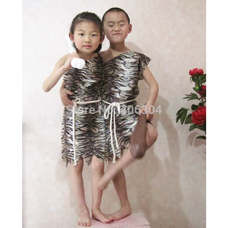 Косплей Хэллоуин Дети родной костюм мальчик девочка индийский Леопардовый принт