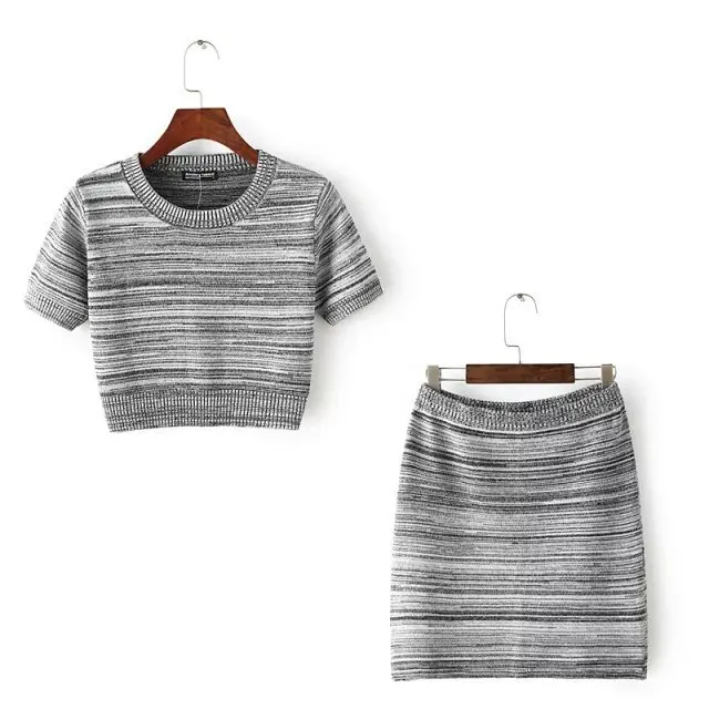 Женский трикотажный комплект из 2 предметов|cropped e saia|piece set womenset women |