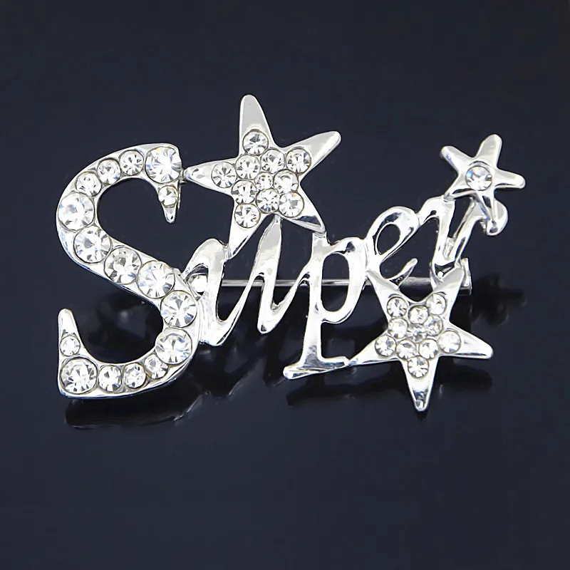 Gold Tone Cubic Zirconia Crystals Super Stars Women Brooch Wedding Bridal Bouquet Pins Amazing Star Jewelry Corsage for Lady |