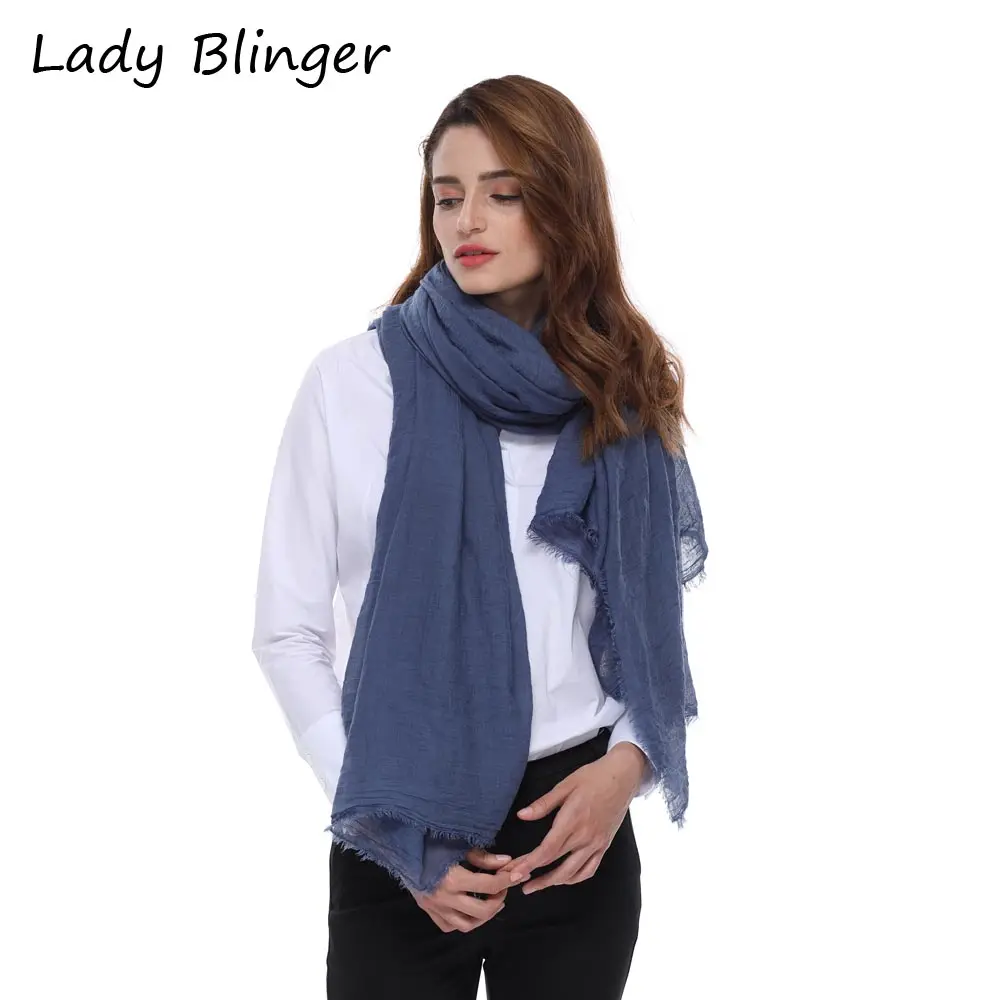 Lady Blinger super soft cotton linen square wraps large big summer air condition shawl and blue scarf beach blanket | Аксессуары для