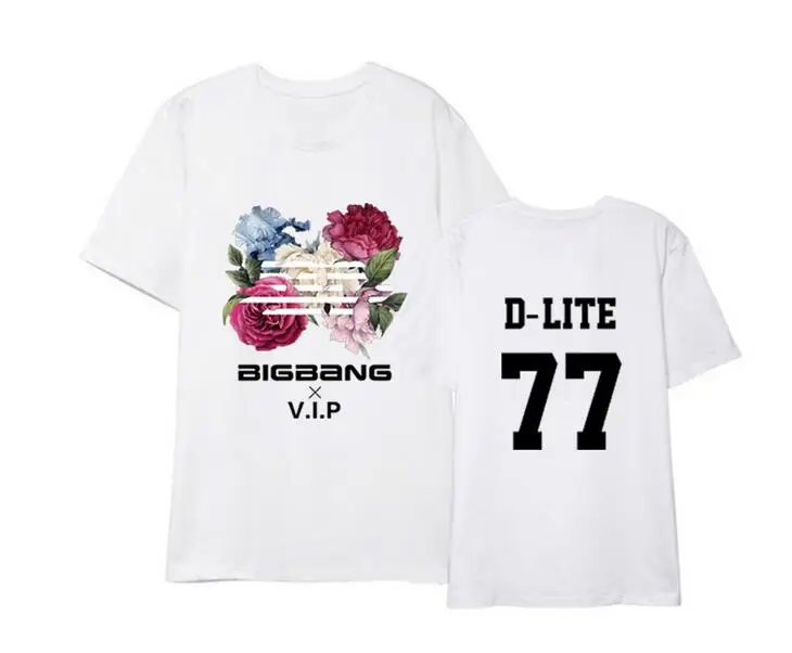 Kpop bigbang/новая футболка с короткими рукавами и принтом в виде цветка дороги