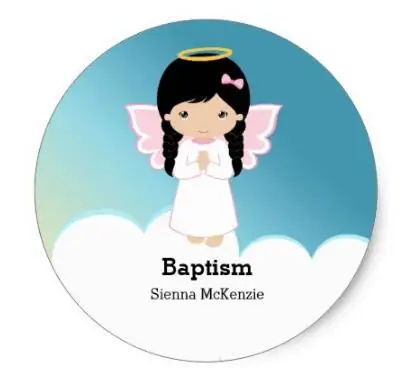 

1.5inch Baptism Angel Girl Classic Round Sticker