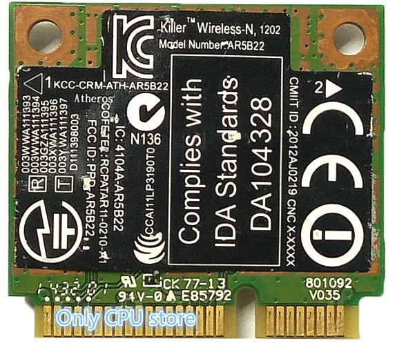 Для сетей Killer N1202 AR5B22 Двухдиапазонная N + BLUETOOTH BT беспроводная Wi Fi карта|Сетевые