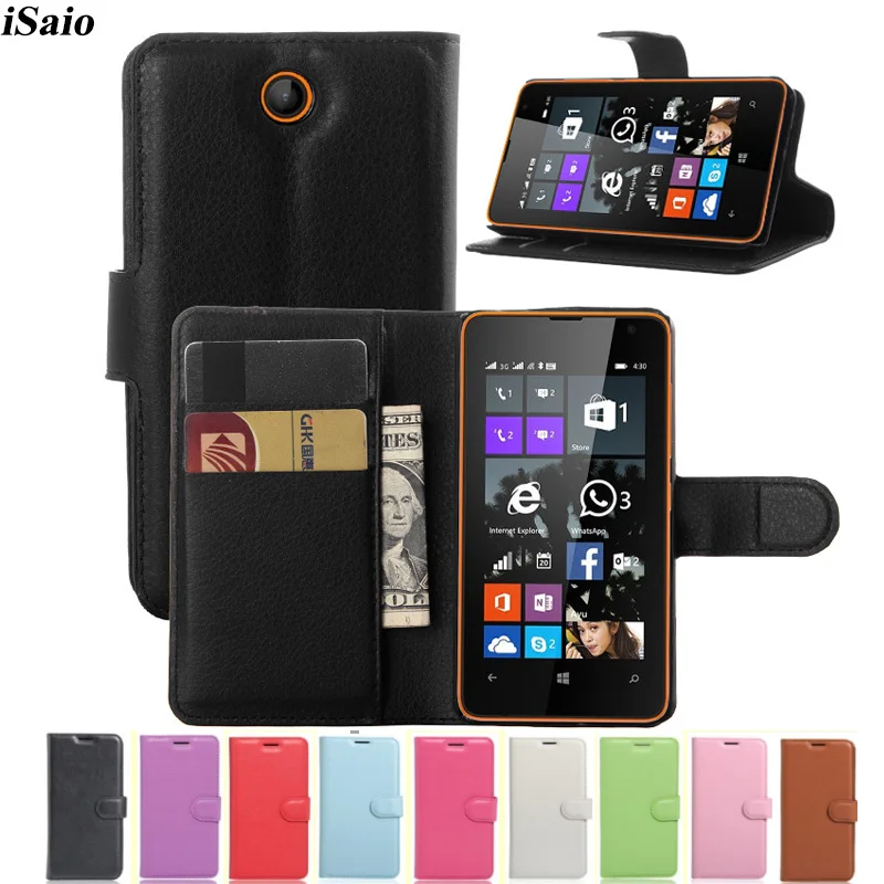 Чехол бумажник для Nokia Microsoft Lumia 435 532 с откидной крышкой из кожи двумя sim