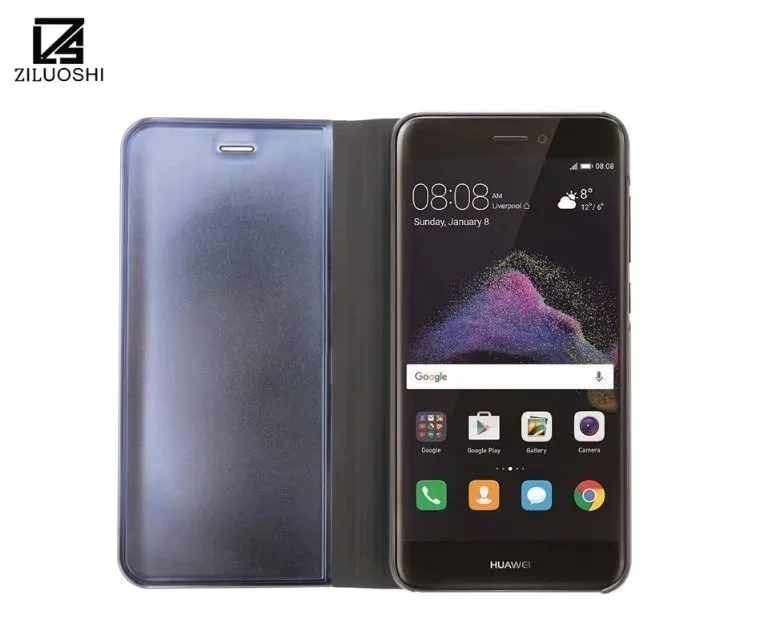 Зеркальная крышка экрана чехол для Huawei P8 Lite 2017 защитная накладка прозрачный вид