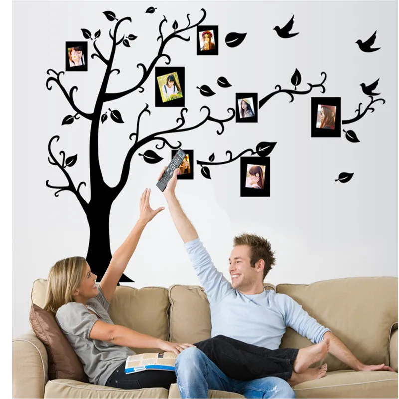 

ZOOYOO70*90Cm / in black 3D DIY photo tree PVC wall decal / adhesive family wall stickers mural artist residence decoration