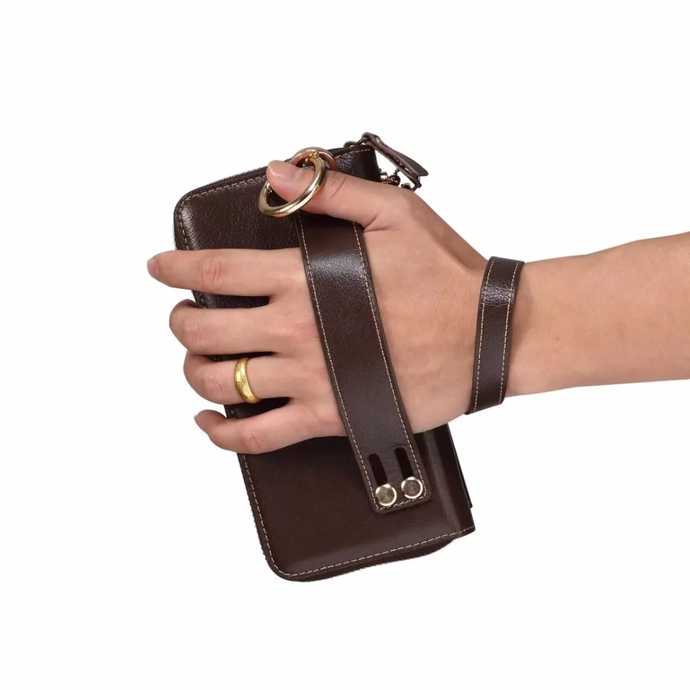 

6.3" Universal phone wallet case Genuine leather bag For iphone Xs max 7 8plus htc10 mate10 P20 Pro S10 card holder waist bag