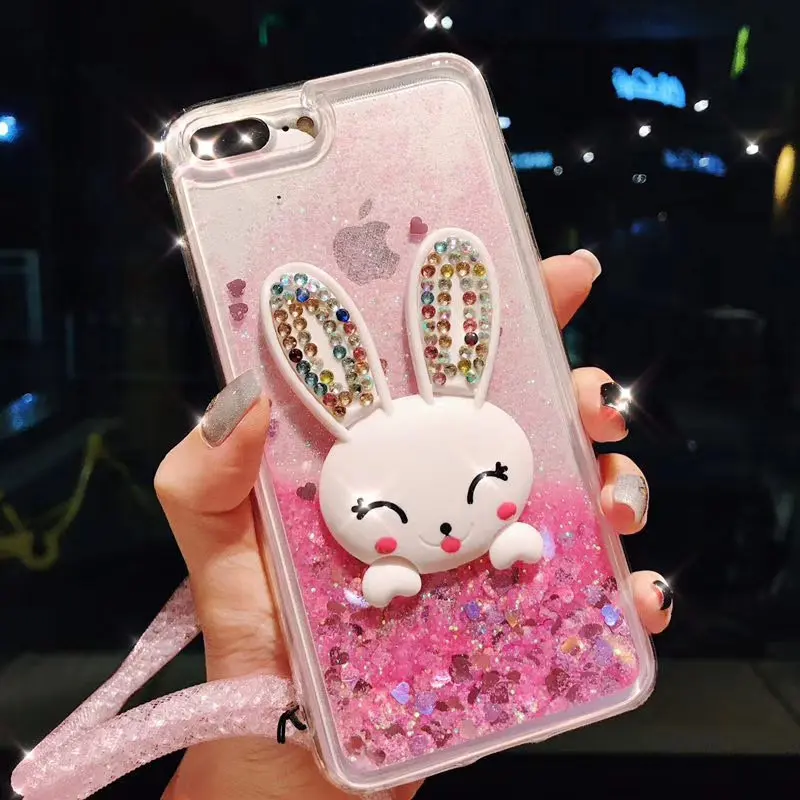 Чехол для huawei P8 P9 P10 P20 selfie P Smart capa Роскошный милый кролик подставка quicksand coque
