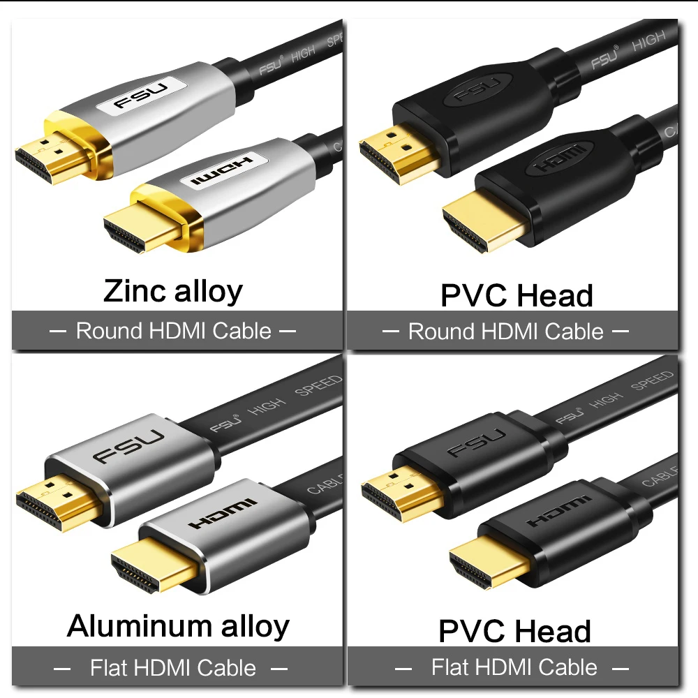 Позолоченная вилка HDMI 2,0 кабель 4K 1080P 3D HDMI к HDMI кабель из цинкового сплава, цинковый сплав 2/3/5/8/10/12 м кабель для PS4 Xbox проектор HDTV компьютера