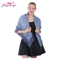 jinjin qc 2019 new fashion women scarves and shawls solid women beach blue gray with fringe echarpe foulard femme drop shipping