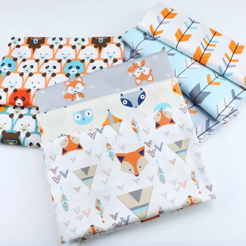 Мультфильм лиса медведь стрелка Хлопок Ткань DIY Швейные Craft лоскутное квилтинга подушку одежда ручной работы платье текстильная ткань Tissus