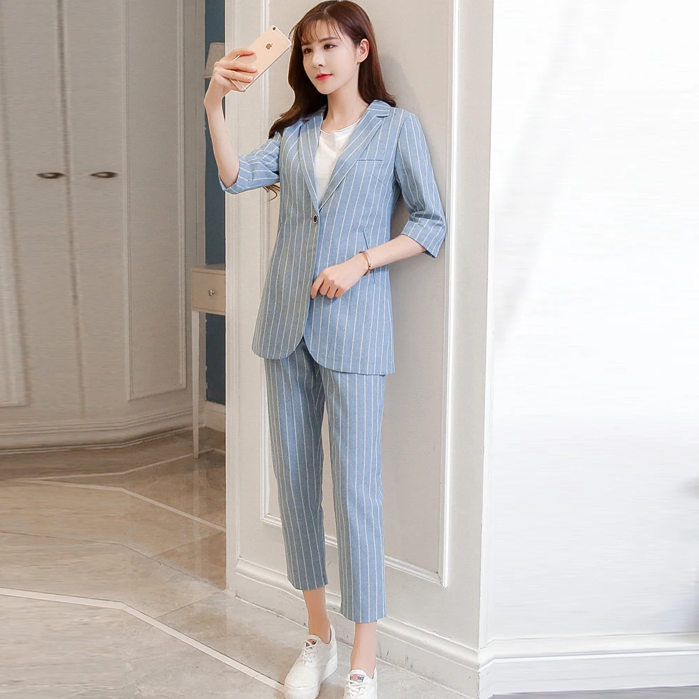 Летний комплект с шортами Женский костюм в полоску из двух предметов 2 брюки