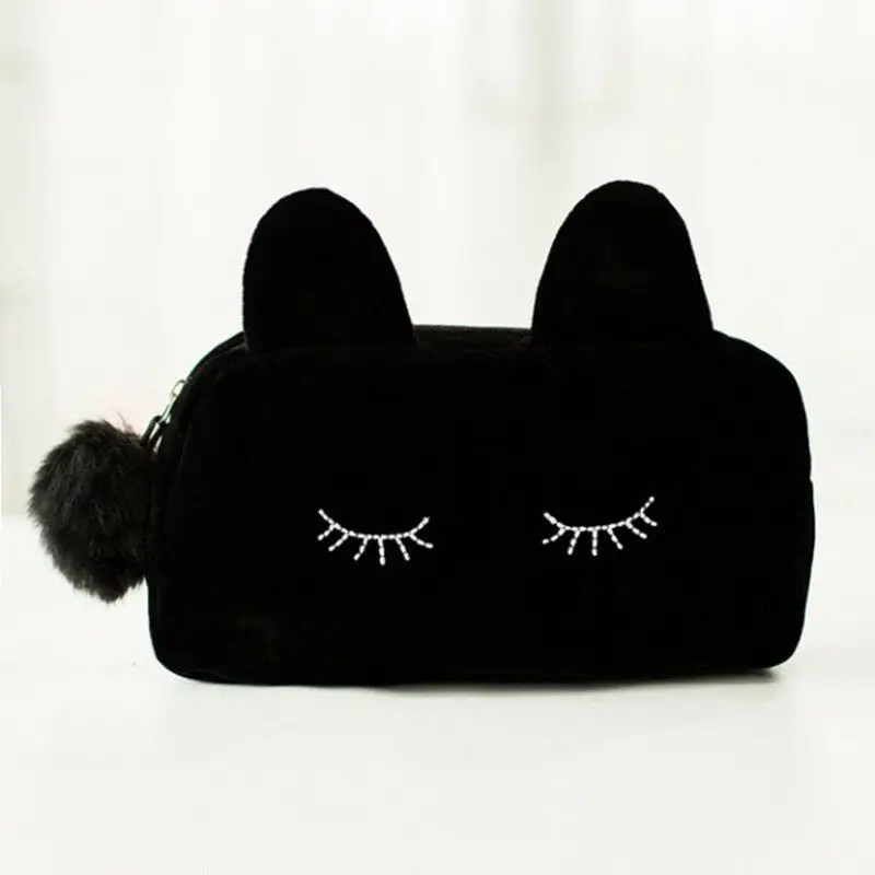 Portable Cartoon Cat Coin Storage Case Makeup Pouch Zipper Cosmetic Bag | Багаж и сумки