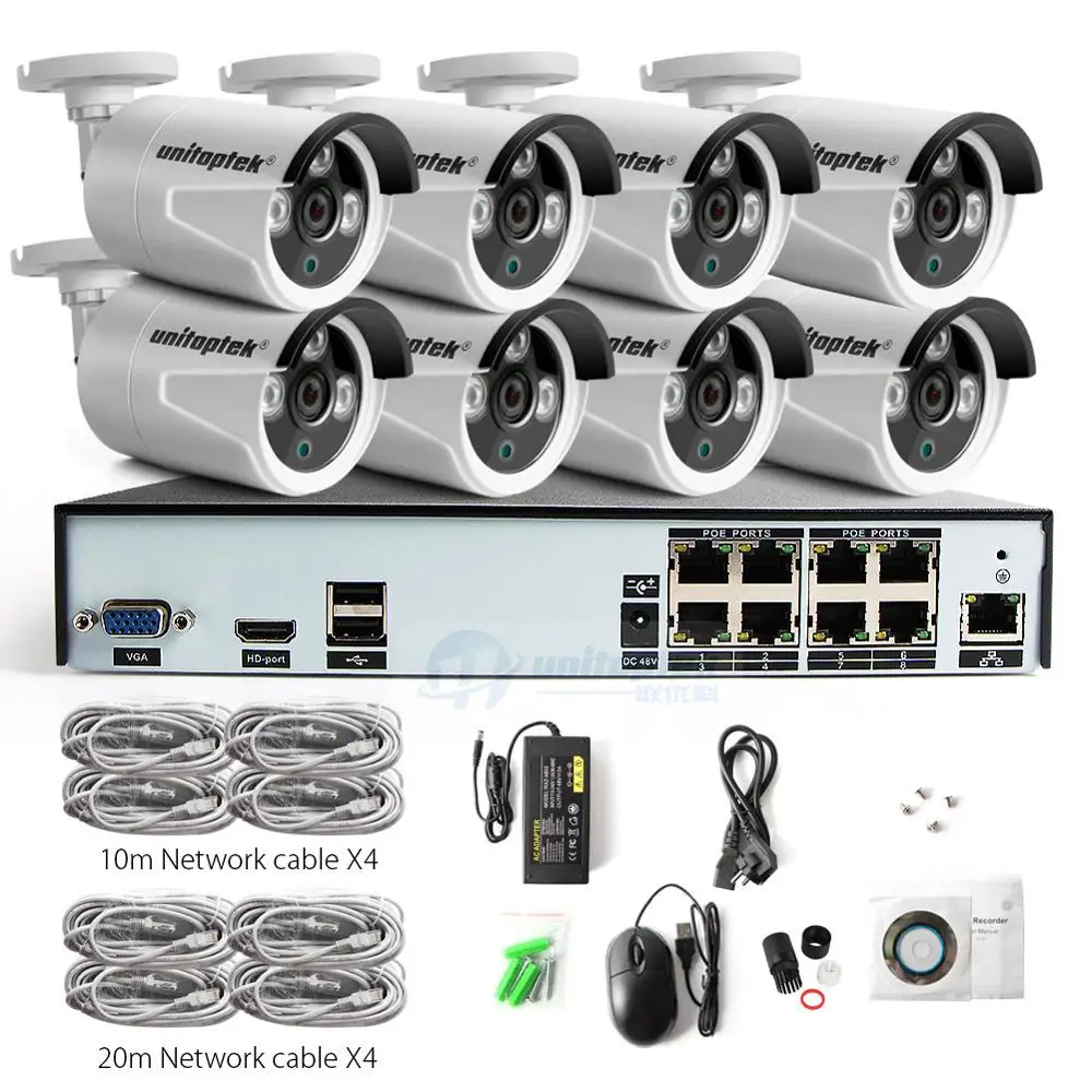 4CH 8CH 4MP 48 V POE NVR 2.0MP 3000TVL ip камера ночного видения CCTV система Plug and Play комплект