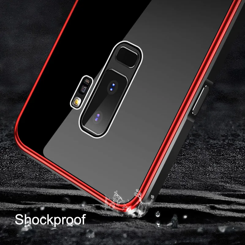 Роскошный Жесткий стеклянный чехол для телефона samsung Galaxy S9 S9 Plus S9+ металлический бампер+ покрытие PC Edge чехол для samsung S9Plus