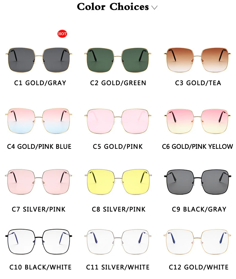 

2020 New square frame sunglasses Women Oversized Big Size Sun Glasses Men Female Shades Black UV400 fashion Eyewear