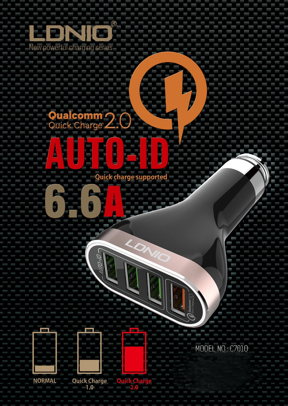 LDNIO C701Q 4 порта быстрая зарядка Qualcomm 2 0 светодиодная подсветка автомобильное