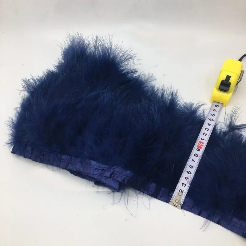 navy blue 2 м/лот 5-6 дюймов, украшенный желтыми перьями, планки платье с перьями, для пошива Турция бахрома с атласной fibbon костюмы перо Carfts - Цвет: navy blue