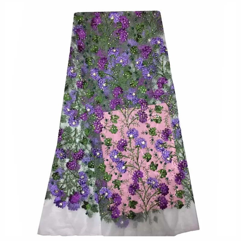 Высокое качество Африки гипюр кружева ткань для шитья африканский шнур бисер