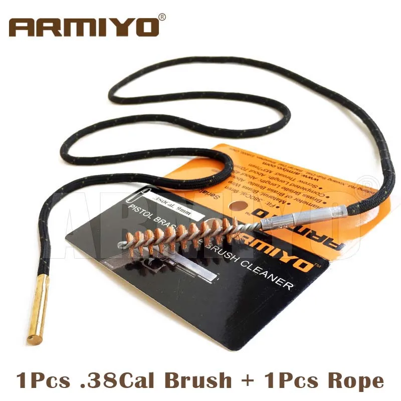 .38Cal Brush 1 Rope Armiyo набор кистей для стрельбы из пистолета, винтовки, ружья, охотничий баррель, чистящий комплект(выберите калибр) винтовая резьба m4 8-32 - Цвет: .38Cal Brush 1 Rope