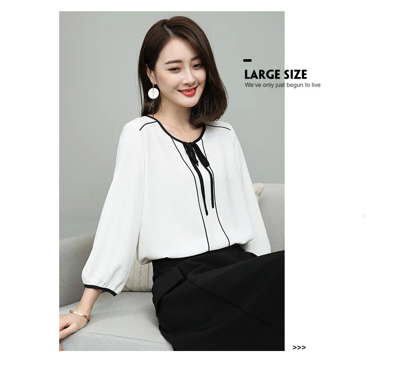 Женская шифоновая блузка с круглым вырезом и рукавом 3/4|chiffon shirt|blouse fashionblouses plus |
