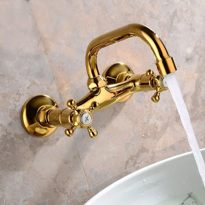 Europe style Basin Faucet antique finished Brass Bathroom wall mounted Sink single lever high hot and cold basin faucet | Обустройство