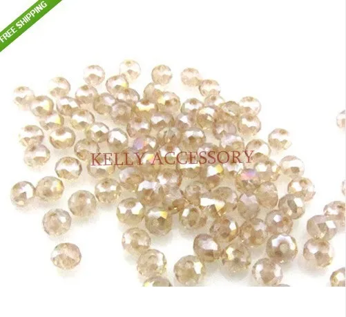 

1000pcs/lot 4mm Faceted Rondelle Champagne AB Crystal Glass Loose Beads Fit Jewelry/Headwear/Craft DIY Sew On Decoration Making