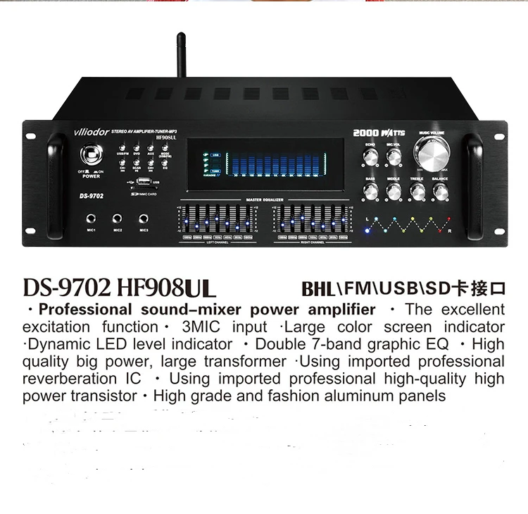 С equ alizer HF908L высокой мощности Bluetooth KTV усилитель/караоке ОК звук пение/с пультом дистанционного управления