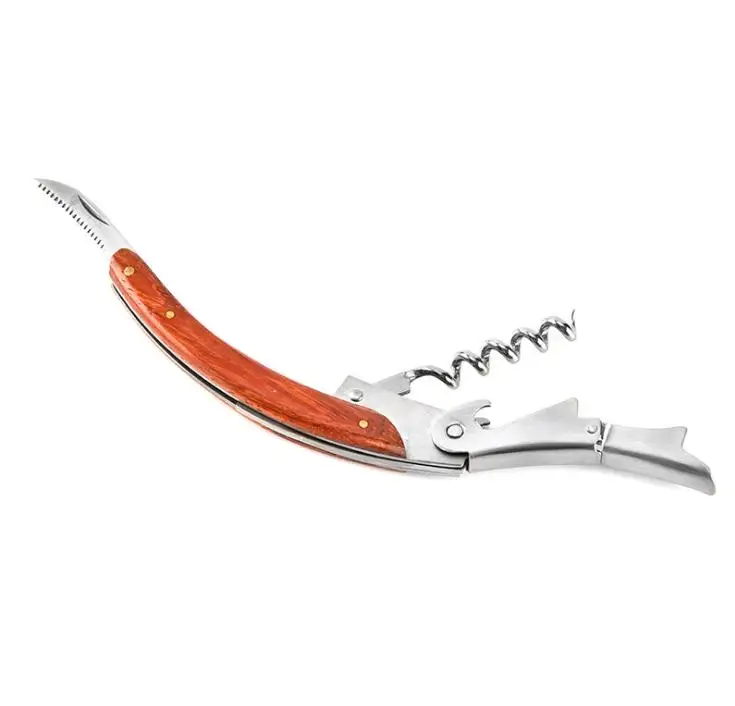 100 шт./лот Профессиональный штопор с деревянной ручкой многофункциональный