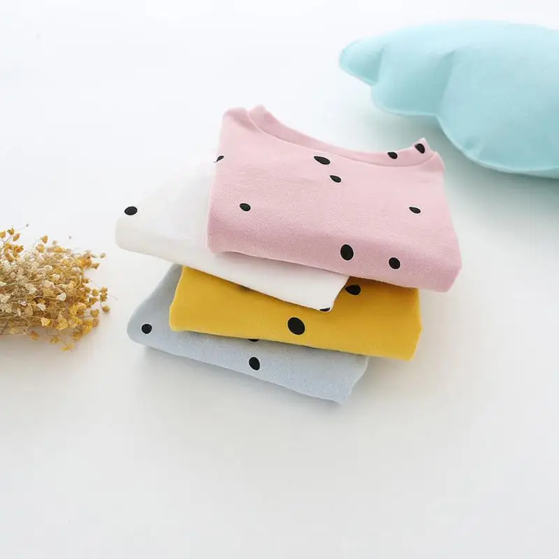 Осенняя рубашка для маленьких девочек блузка в горошек с рукавами виде листьев