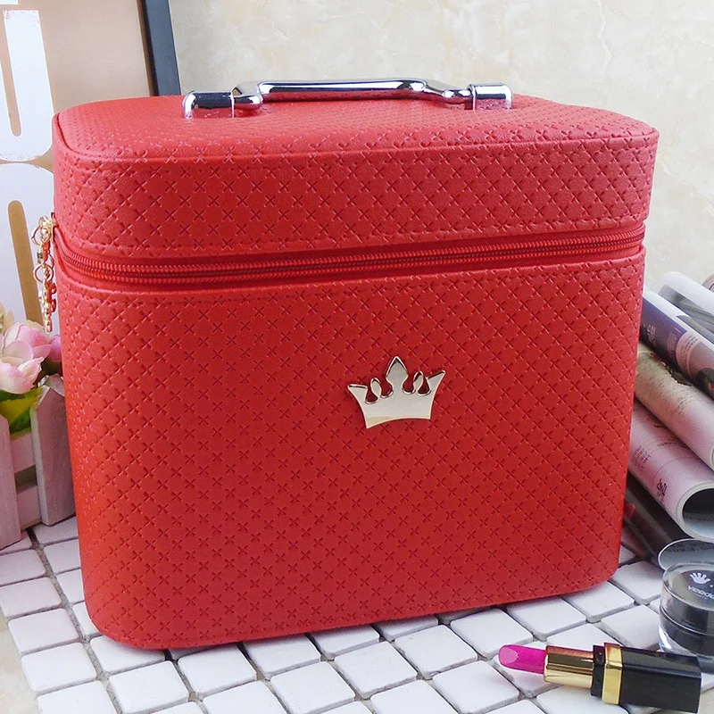 Red Big Size Высококачественная косметичка для женщин благородная корона большой емкости профессиональный органайзер для макияжа портативный чехол для хранения кистей ZF9531 - Цвет: Red Big Size