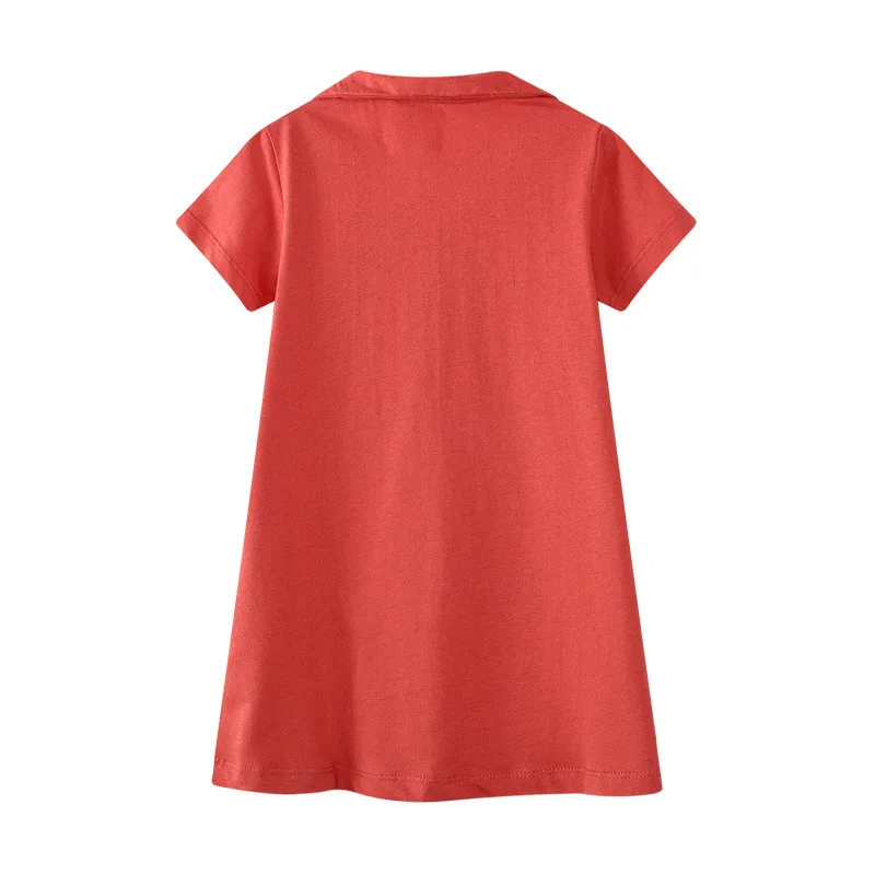 Детское летнее Хлопковое платье с аппликацией воротником-стойкой | Детская