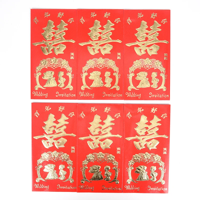 6 шт. новогодние конверты красного цвета с наилучшими пожеланиями для китайского