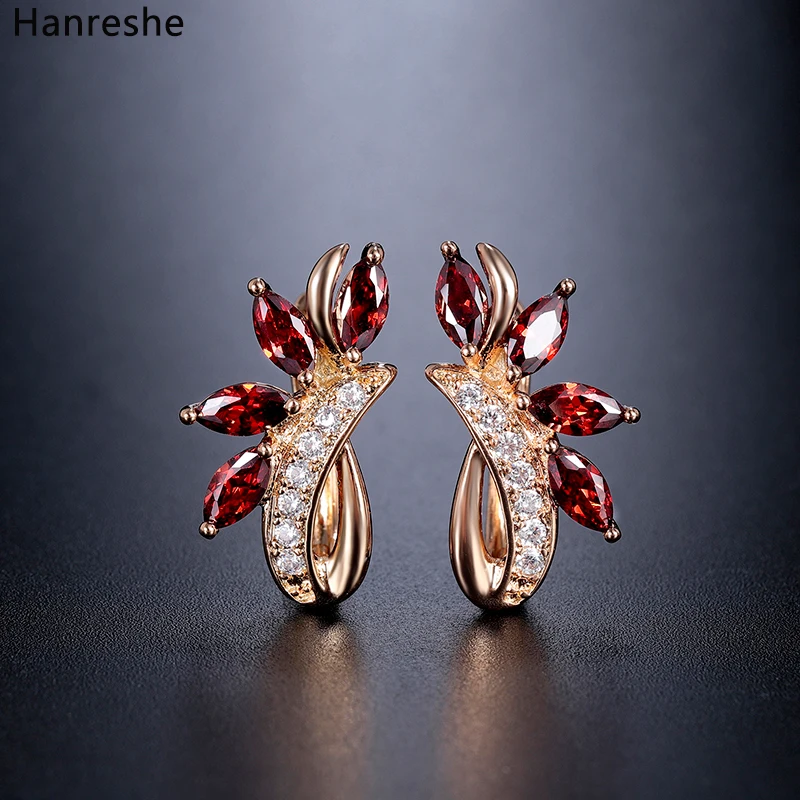 Fashion Inlay Red Horse Eye Natural Zircon Small Stud Earrings Women Rose Gold Christmas Gift Crystal Earings Jewelry | Украшения и
