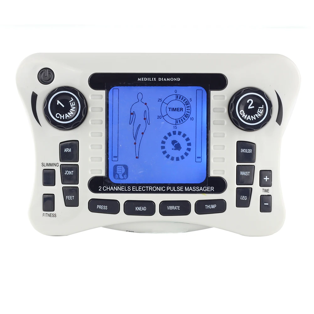 

110-240 В TENS Цифровая терапия двухканальный выход EMS Массажер для облегчения боли электрический стимулятор мышц нерва физиотерапия