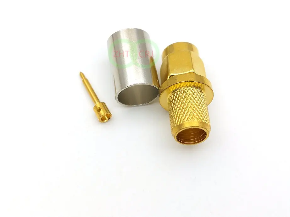 100 шт. SMA штекер RF Coax Jack обжимной кабель для RG5 RG6 5D FB H155 LMR300 прямой
