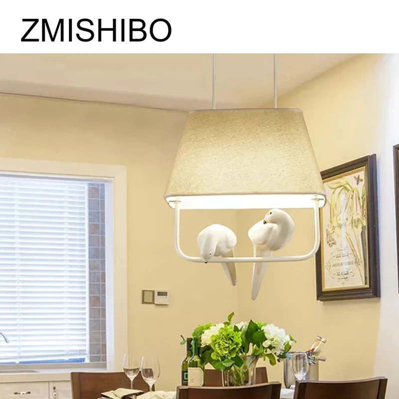 ZMISHIBO Настольная лампа E27 квадратная бежевая тканевая с птицами|lamp shade|e27 pendantpendant