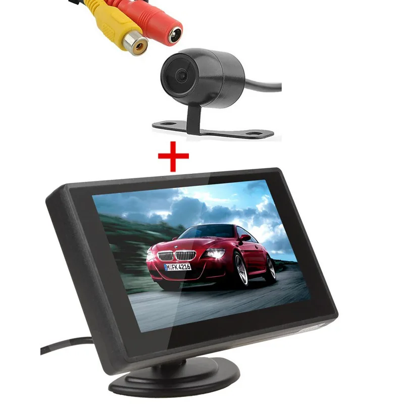 Monitor and E300 Цветной TFT ЖК-монитор заднего вида XYCING 4,3 дюймов, автомобильный резервный парковочный монитор для камеры заднего вида DVD VCD - Цвет: Monitor and E300