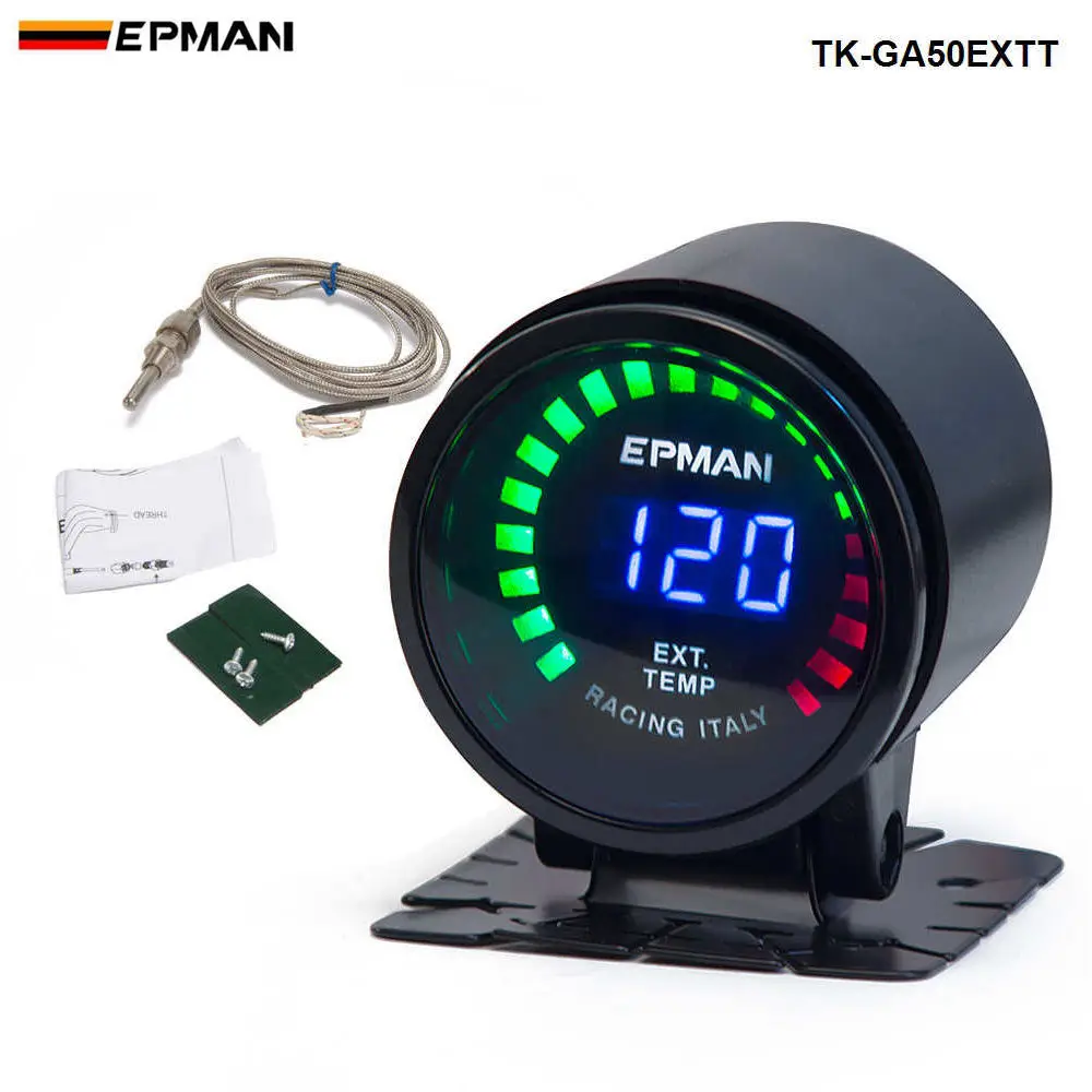 EPman racing 52 мм Копченый светодиодный датчик температуры выхлопных газов EXT с датчиком для Ford Mustang 86-93 TK-GA50EXTT