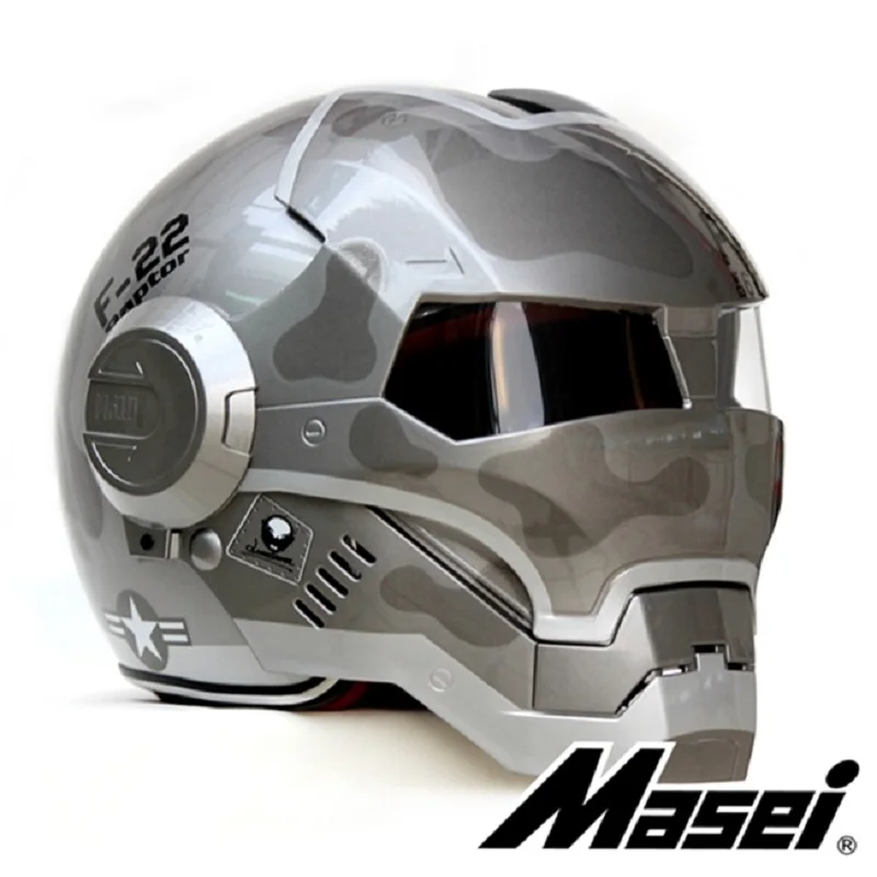 Мотоциклетный шлем Masei 610 F22 Raptor US Air Force F22|helmet ironman|masei 610helmet open |