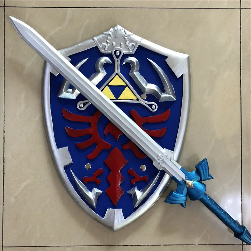 Sword And Shield 1:1 2 шт./компл. Косплэй небу меч и щит ссылка ПУ безопасности Материал оружие мечи безопасности из искусственной кожи детские игрушки - Цвет: Sword And Shield